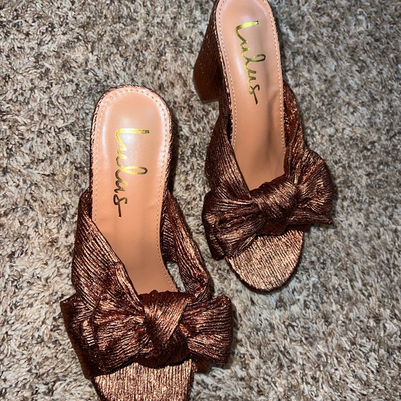 Lulu's Gold/Burnt Orange Women's Heeled Sandals NEW WITHOUT BOX - Picture 4 of 4